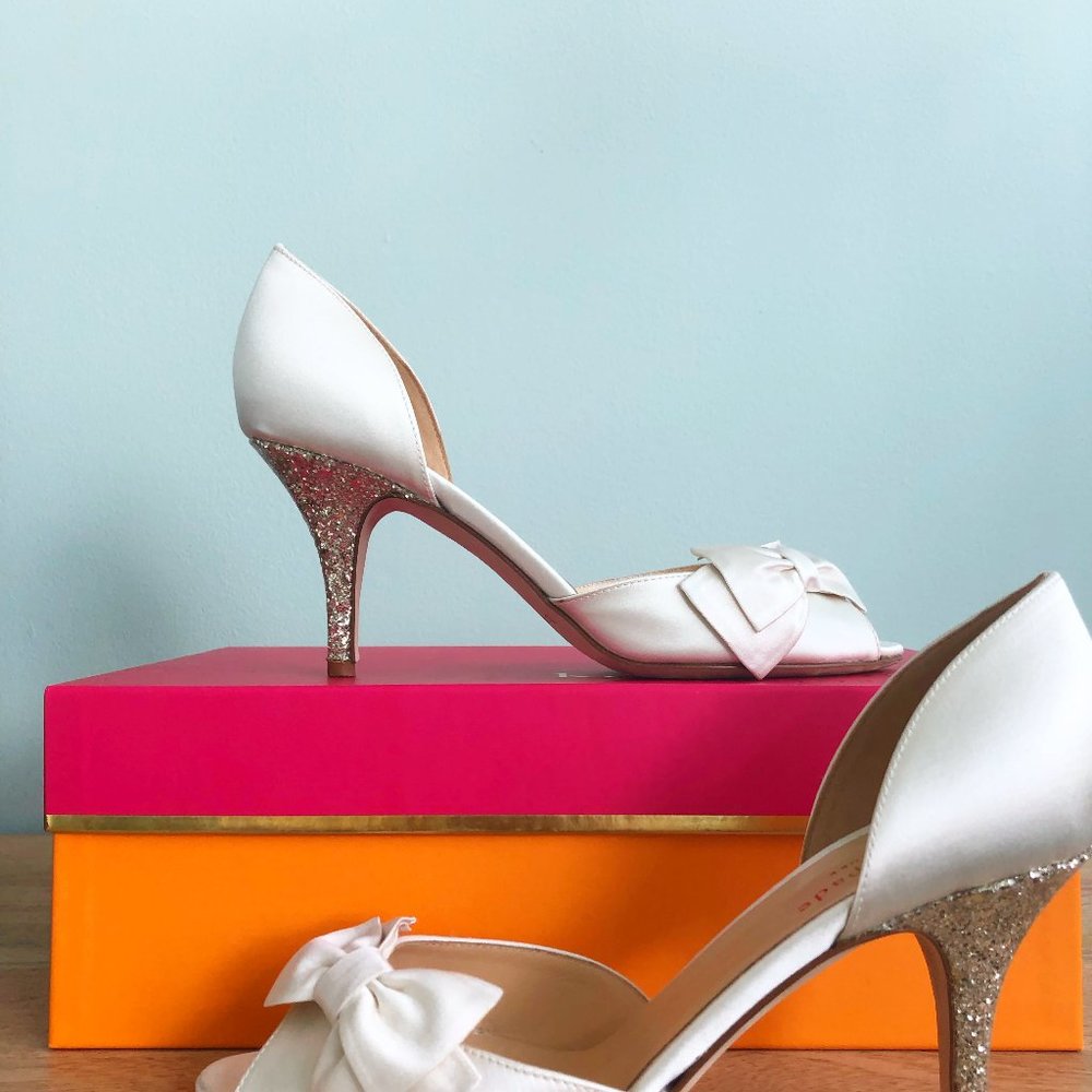 Kate Spade Shalyn Ivory Bow Heels Sz 6.5